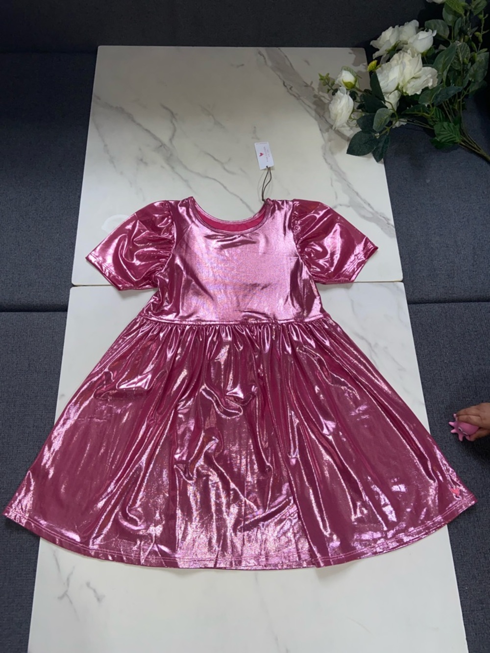 Pink Chicken Lame Laurie Shimmery Pink Girls' Dress Size 8Y